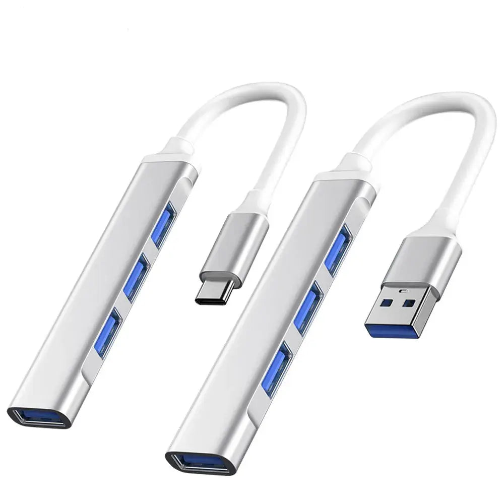 USB adapter with multiple ports on a white background