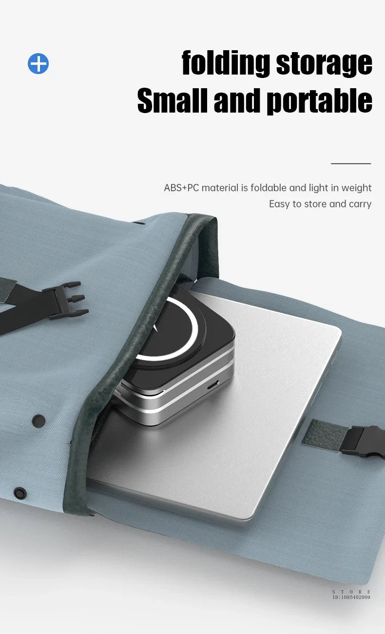 Foldable storage device with a small and portable design, featuring a white background.
