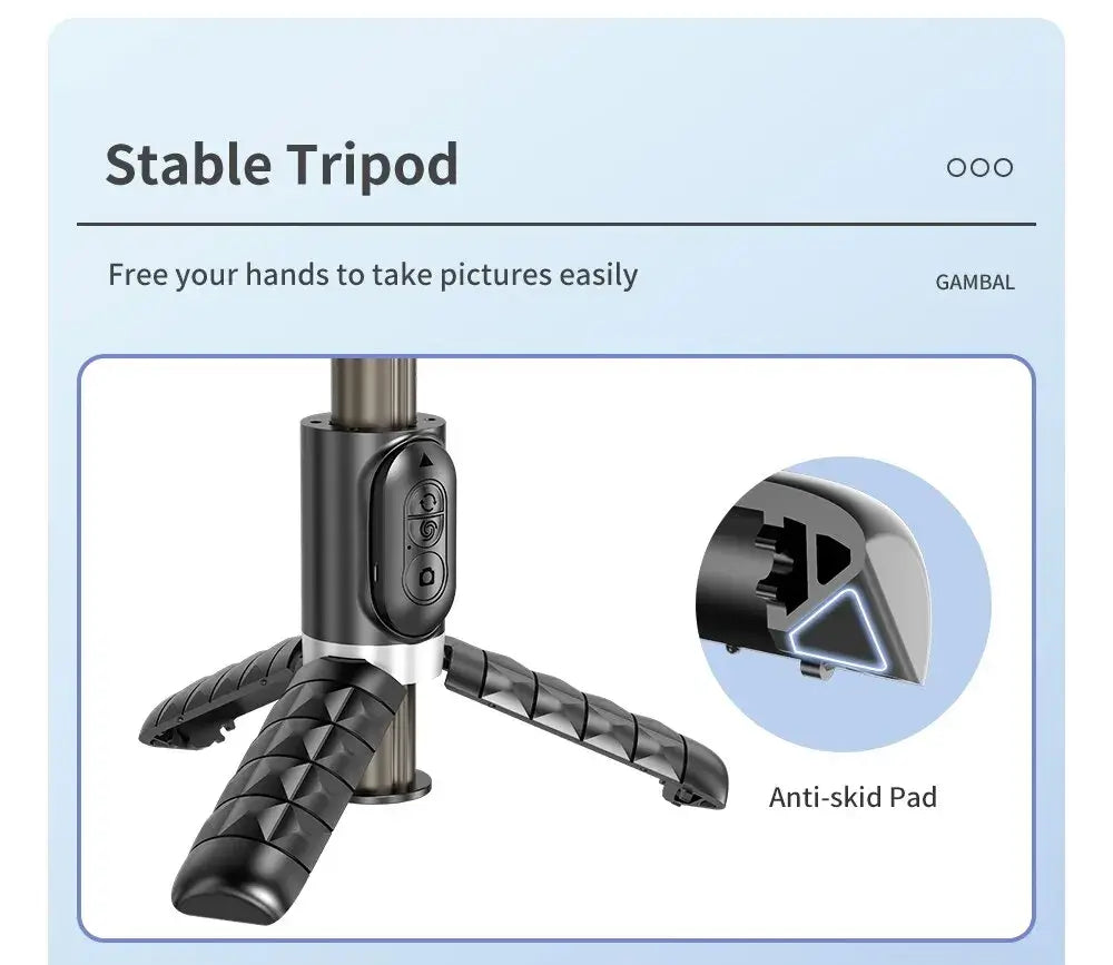 Stable tripod equipped with anti-skid pads for enhanced grip and secure positioning on various surfaces