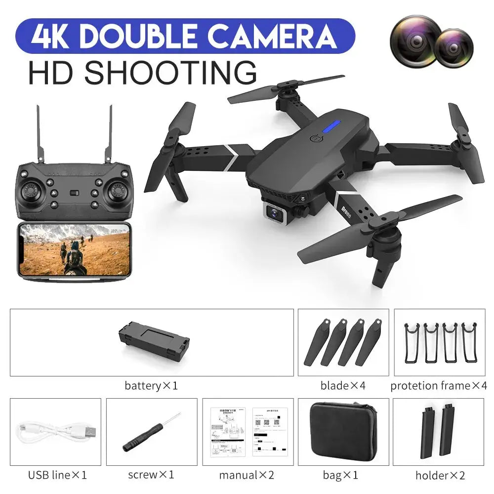 E88 Pro RC Drone 4K – Foldable Quadcopter with WiFi FPV & Dual Camera Options