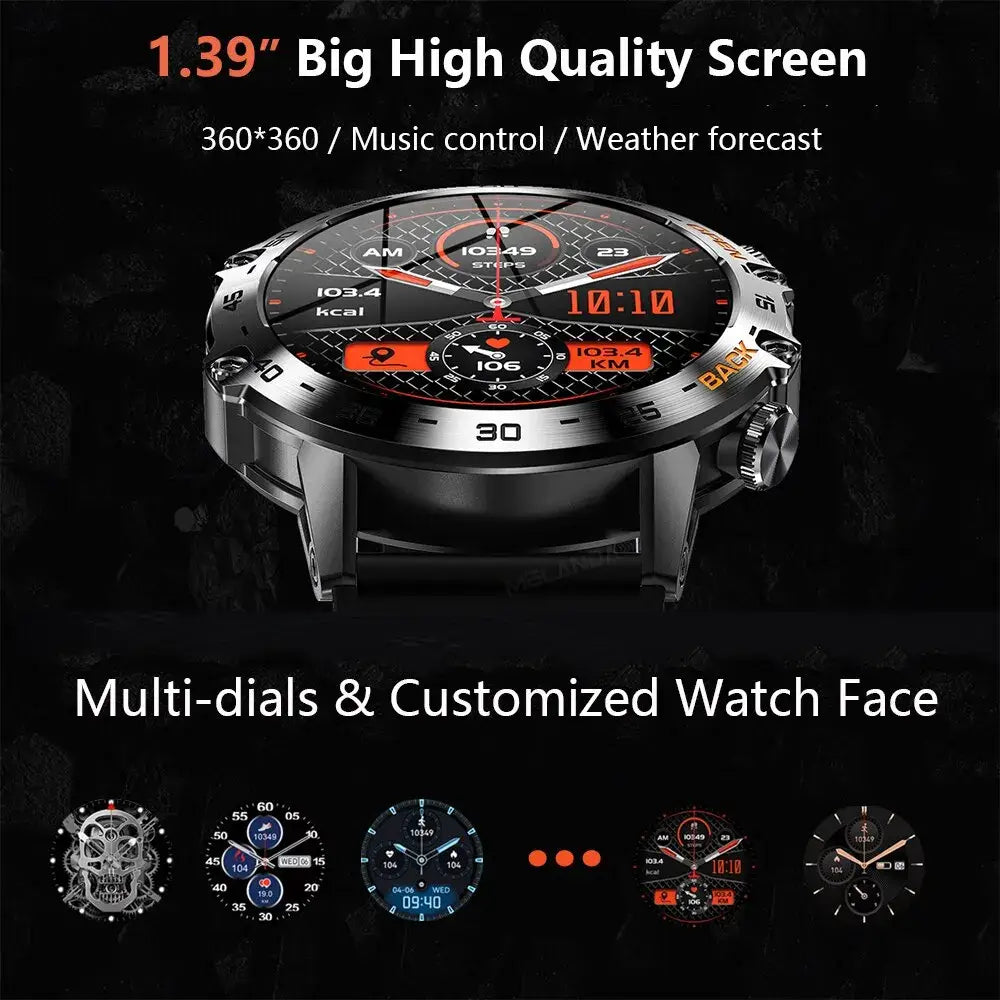 Melanda Smartwatch with customizable watch face displayed on dark background