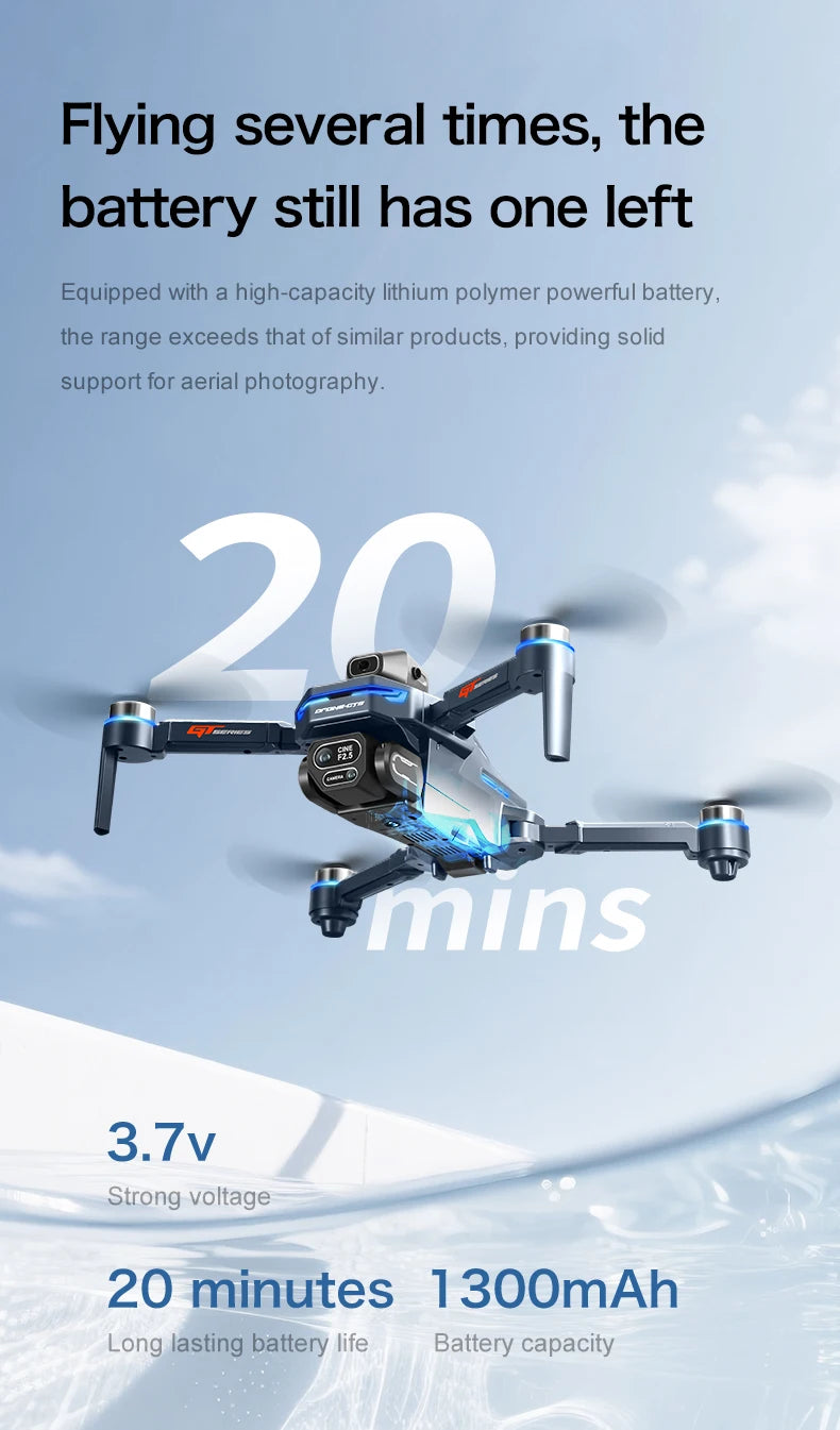 Drone with battery information on a white background