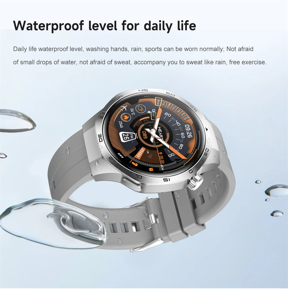 Smartwatch with water resistance feature on a light blue background