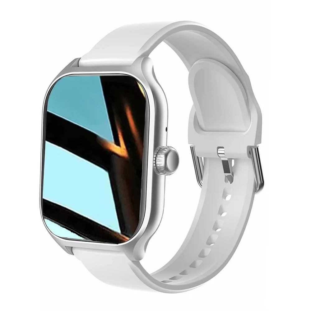 Smartwatch with a white band on a white background