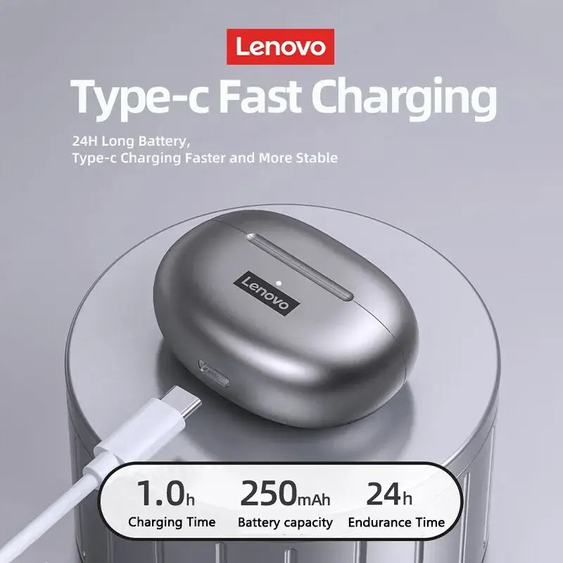 Lenovo Type-C fast charging device with charging cable on a gray background