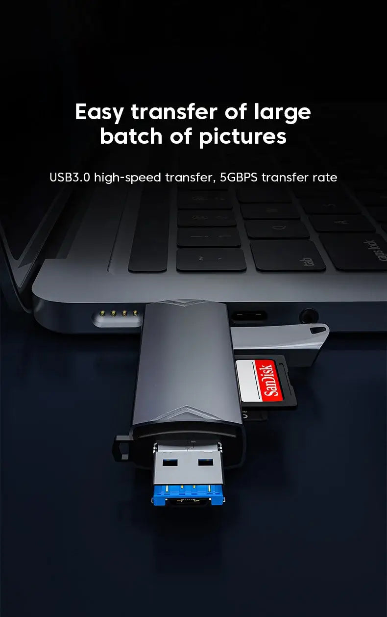 USB drive connected to a laptop with text about high-speed transfer capabilities