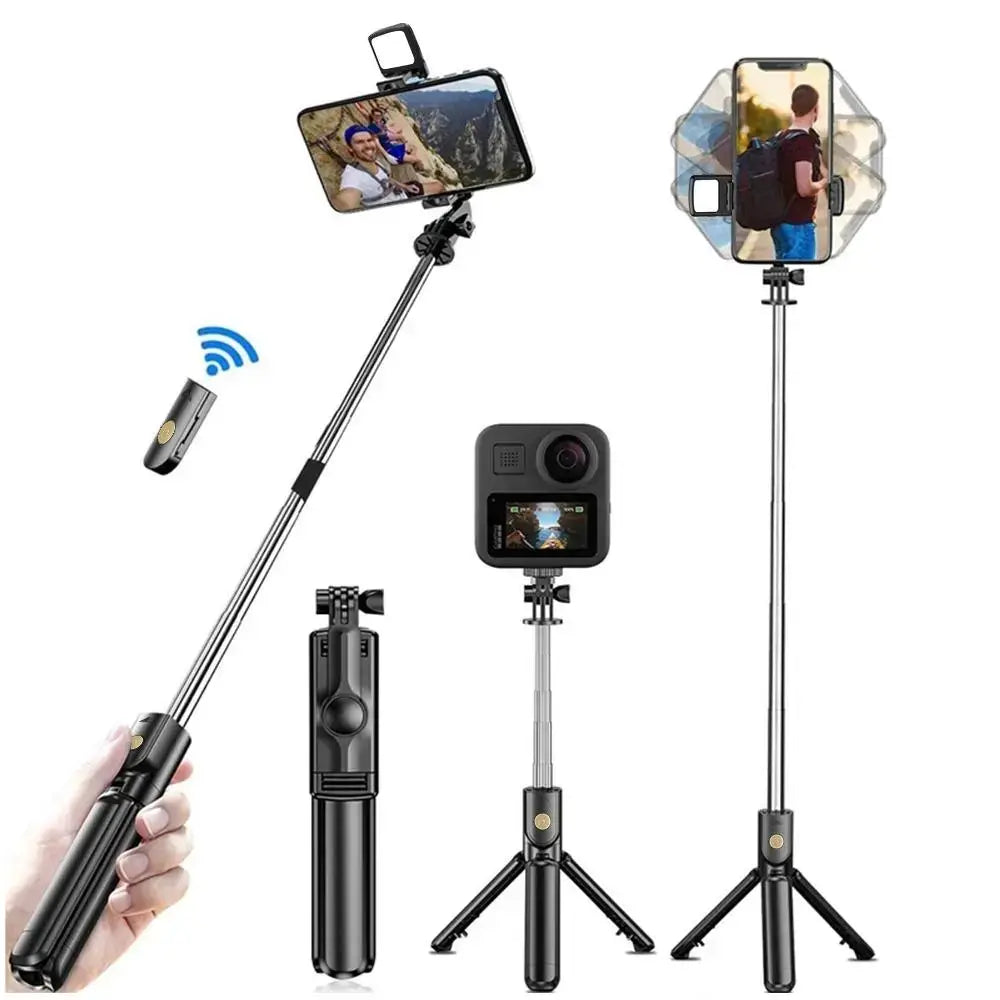 Wireless Selfie Stick Tripod Stand — Foldable Selfie Stick with Light & Bluetooth Remote