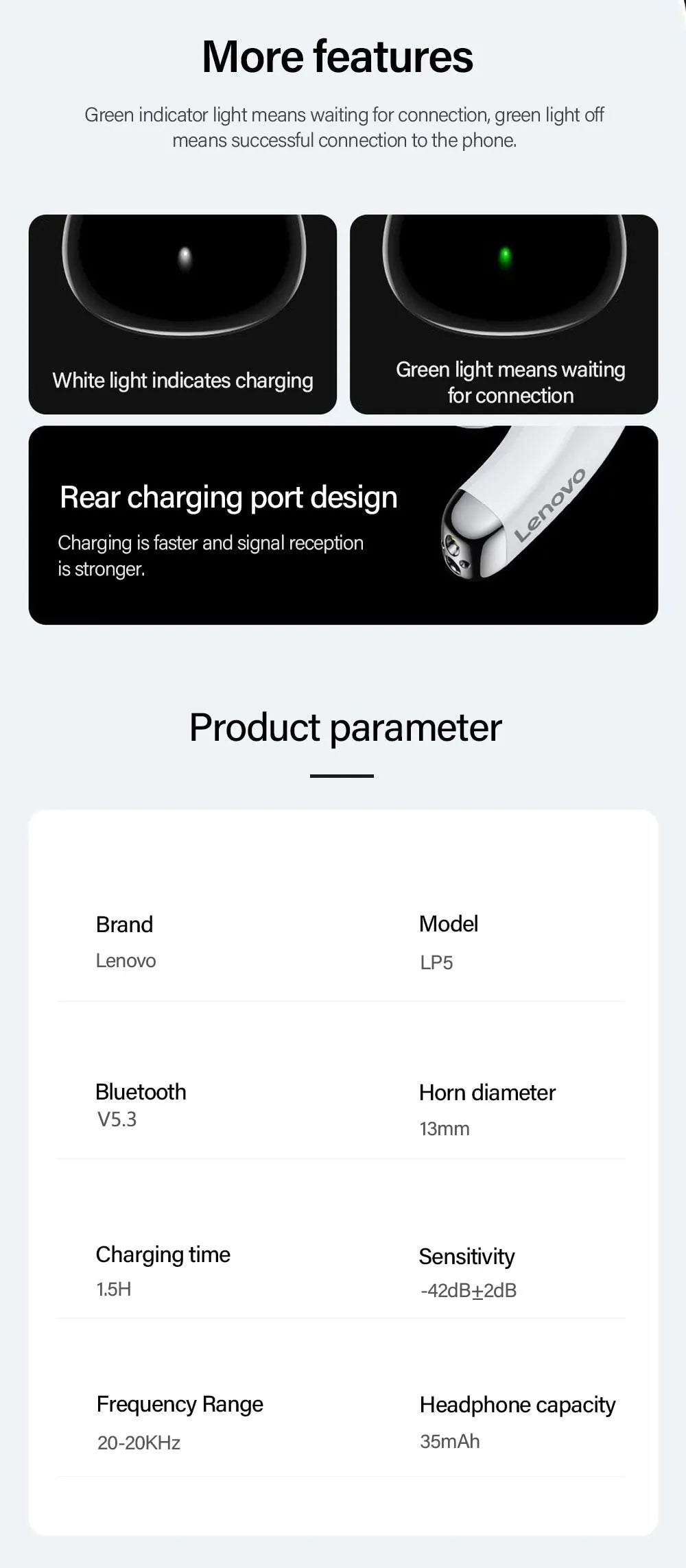 Lenovo LP5 – Premium Wireless Earbuds for Crystal Clear Sound