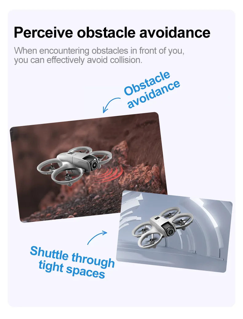 Drone with obstacle avoidance feature on a white background