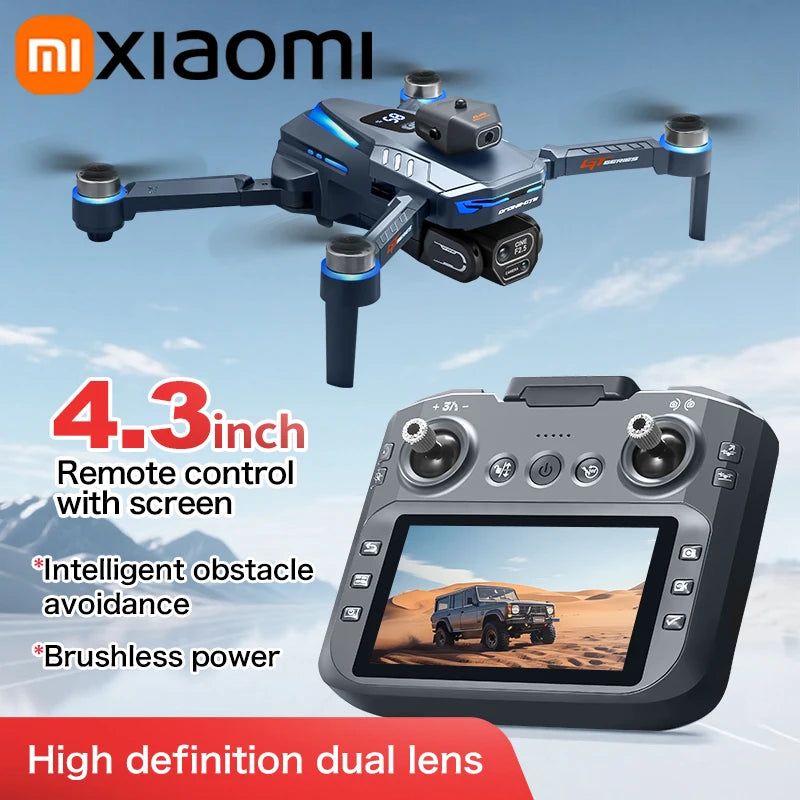 Xiaomi drone with remote control on a blue sky background