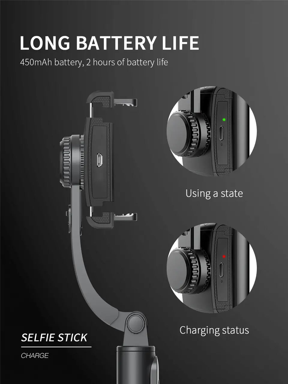 Bluetooth Stabilizer Selfie Stick Tripod with Gimbal