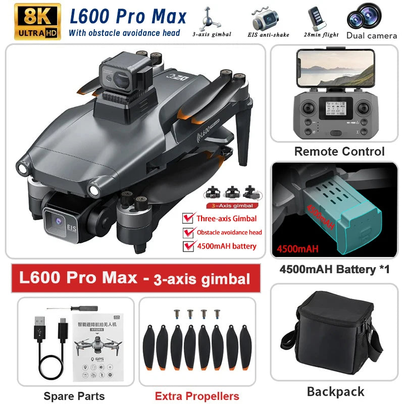L600 Pro Max drone with accessories on a white background