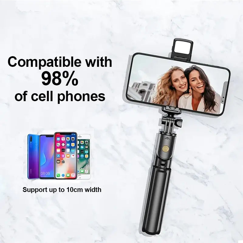 Phone holder with screen magnification feature on a white background, compatible with 98% of smartphones