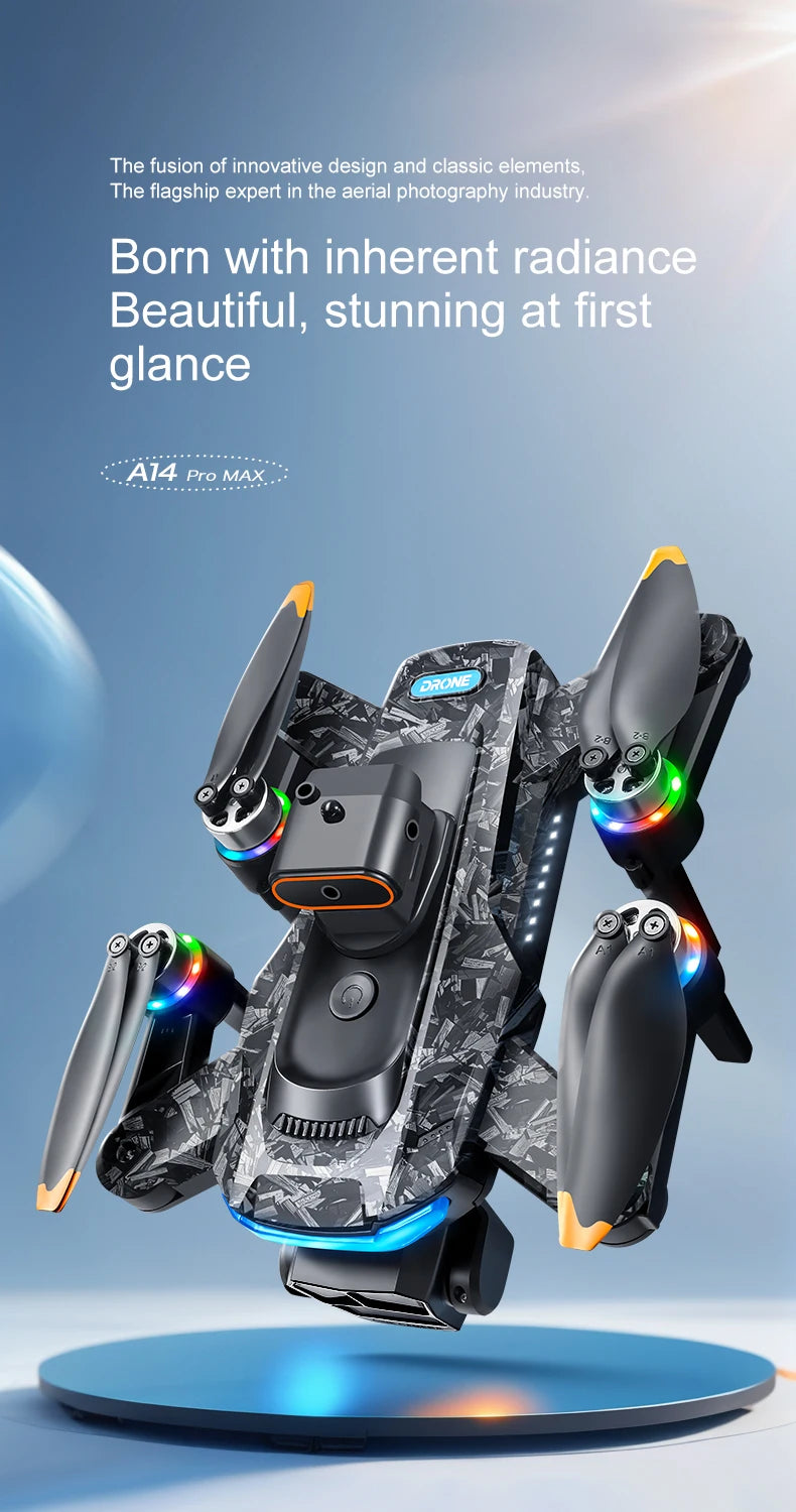 Robotic device with colorful lights on a blue background