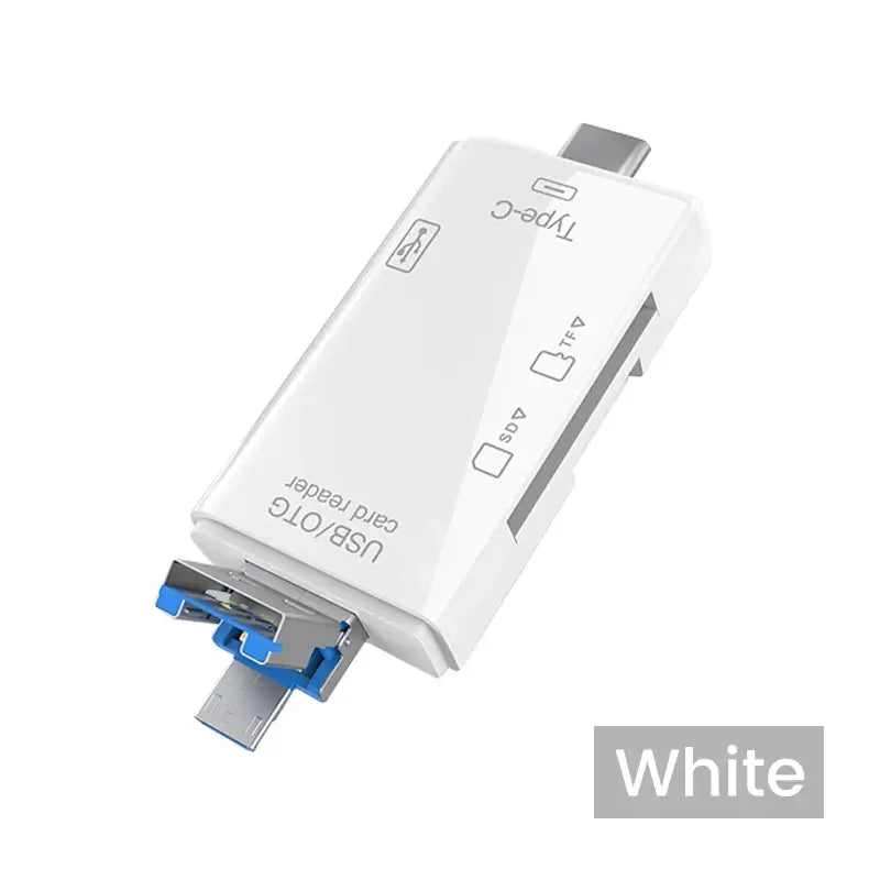 White USB-C card reader on a white background with "White" label