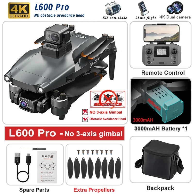L600 Pro drone with features listed on a white background