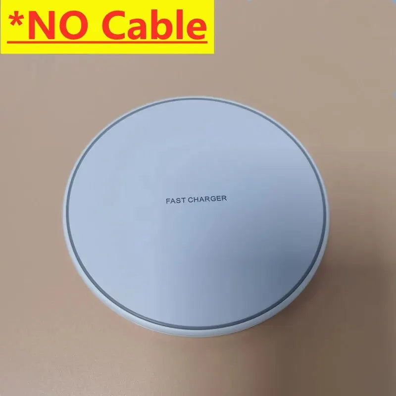 30W fast wireless charging pad in white shown without cable included.