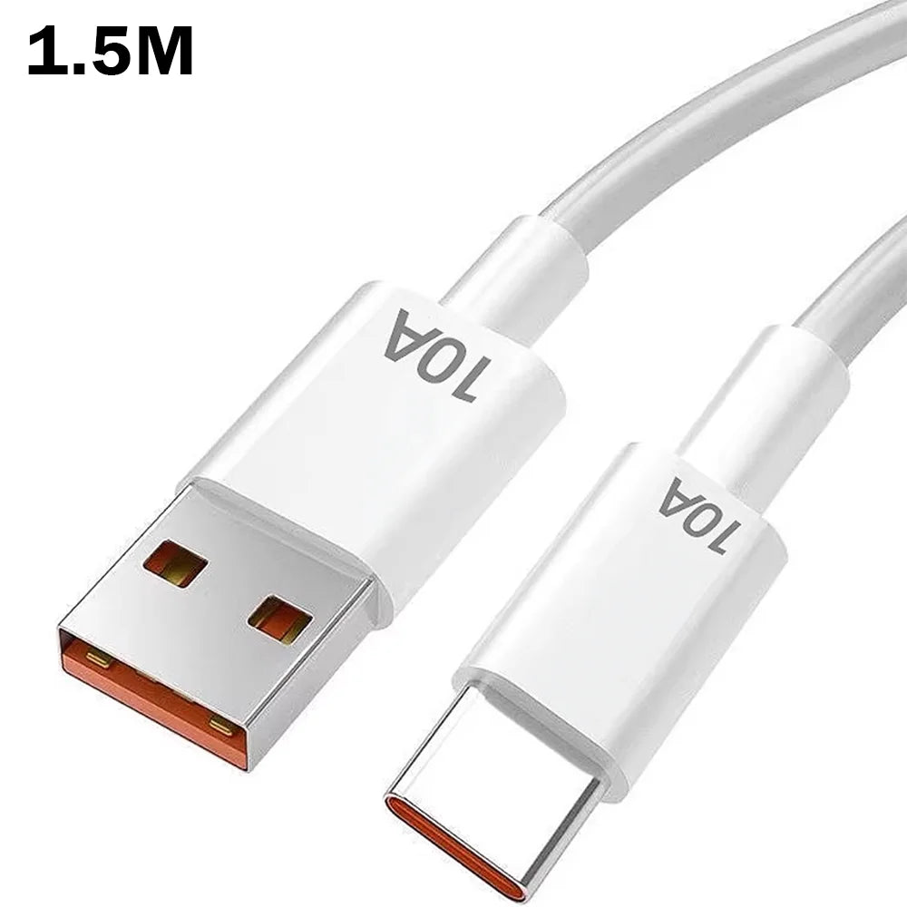 White USB cable with Type-C connector on a white background