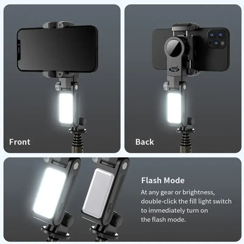 Smartphone equipped with clip-on flashlight attachment for enhanced low-light photography and video