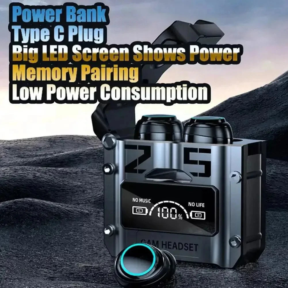 Power bank with Type C plug and LED screen on a mountainous background