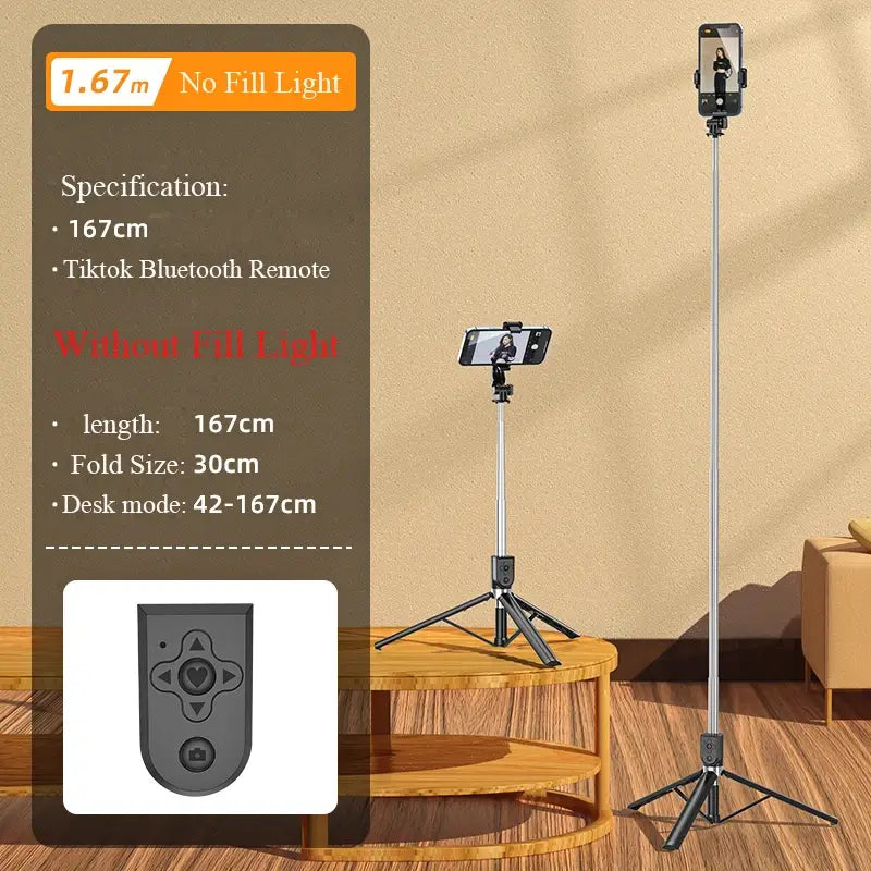 1.67 m Bluetooth Wireless Selfie Stick