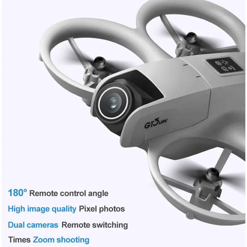 Gray drone with camera on a white background