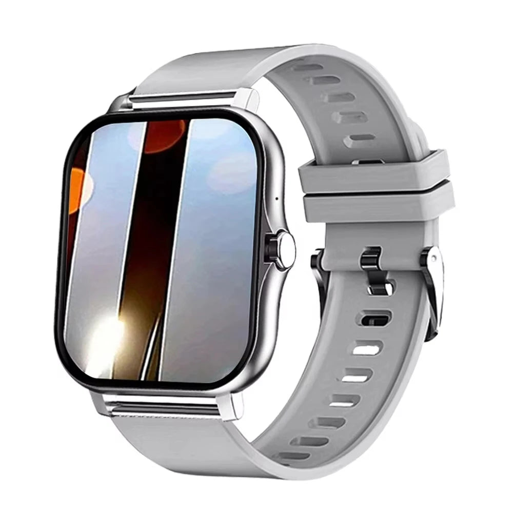 Smartwatch with a gray band on a white background