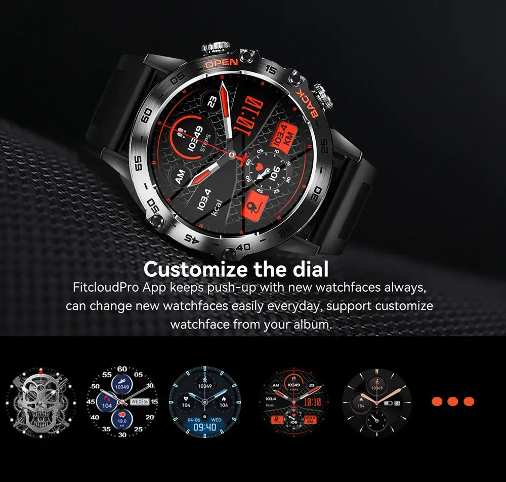 Melanda Smartwatch with customizable dial showcased on dark background