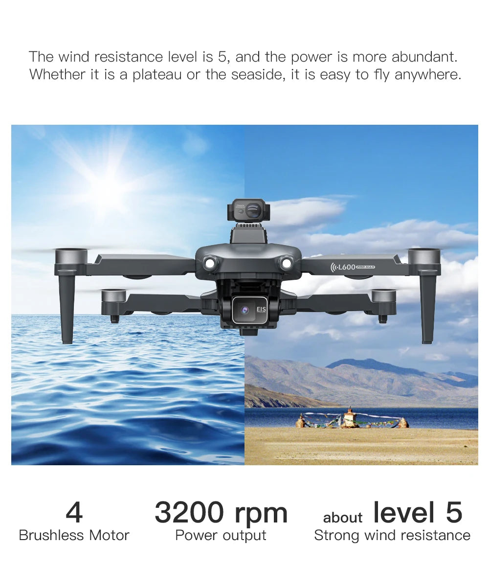 Drone flying over water with text about wind resistance and power output