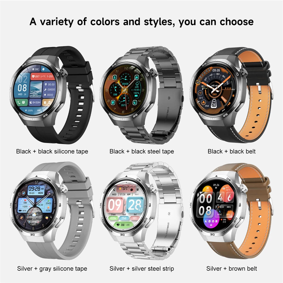Various smartwatches with different color combinations of bands and cases.