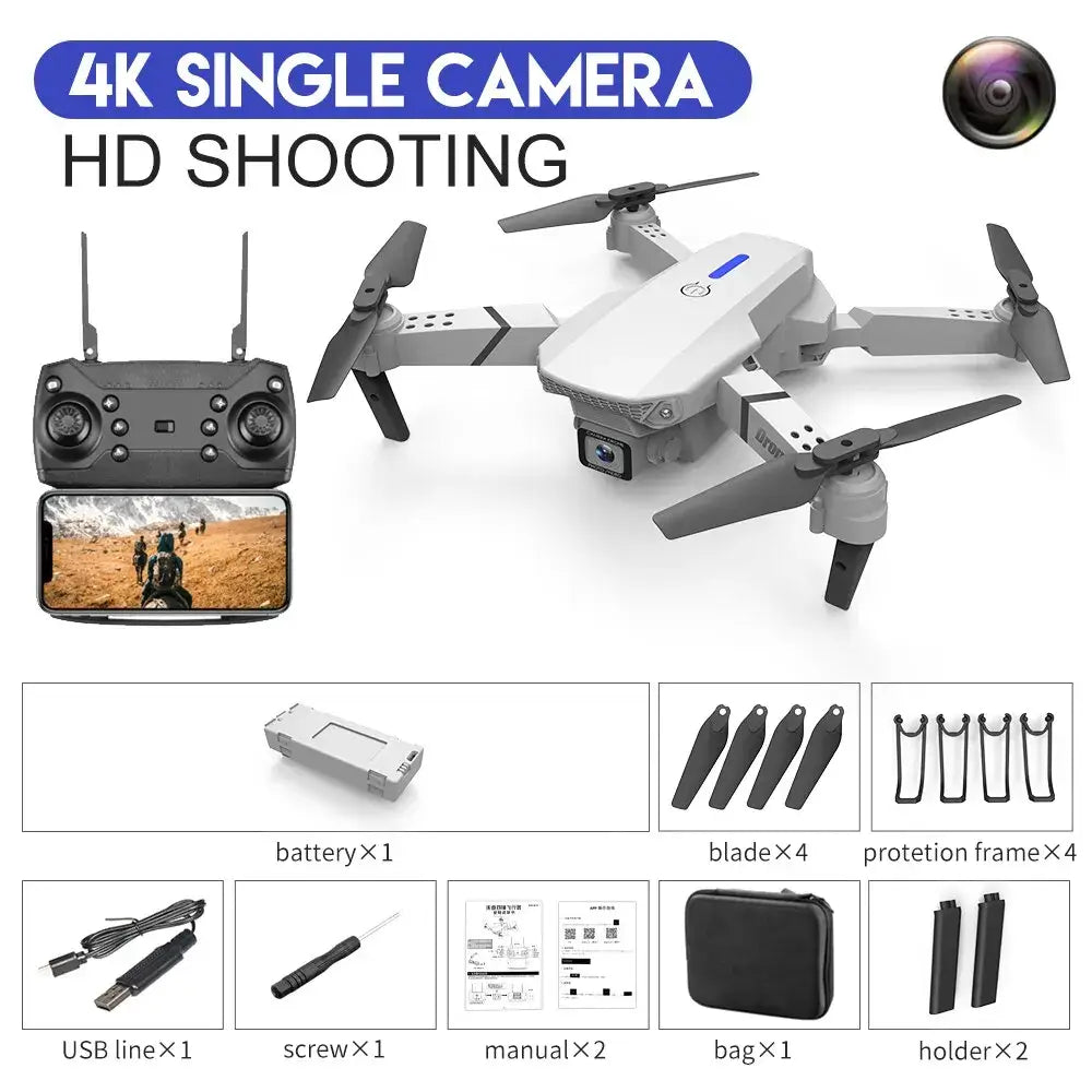 E88 Pro RC Drone 4K – Foldable Quadcopter with WiFi FPV & Dual Camera Options