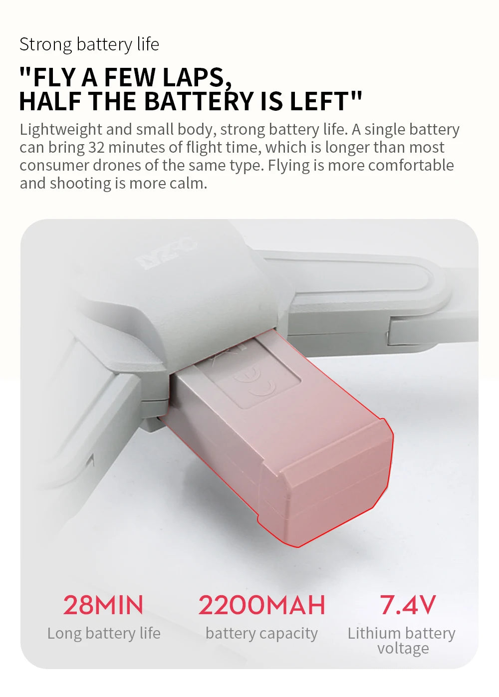 Drones with battery pack and specifications on a white background