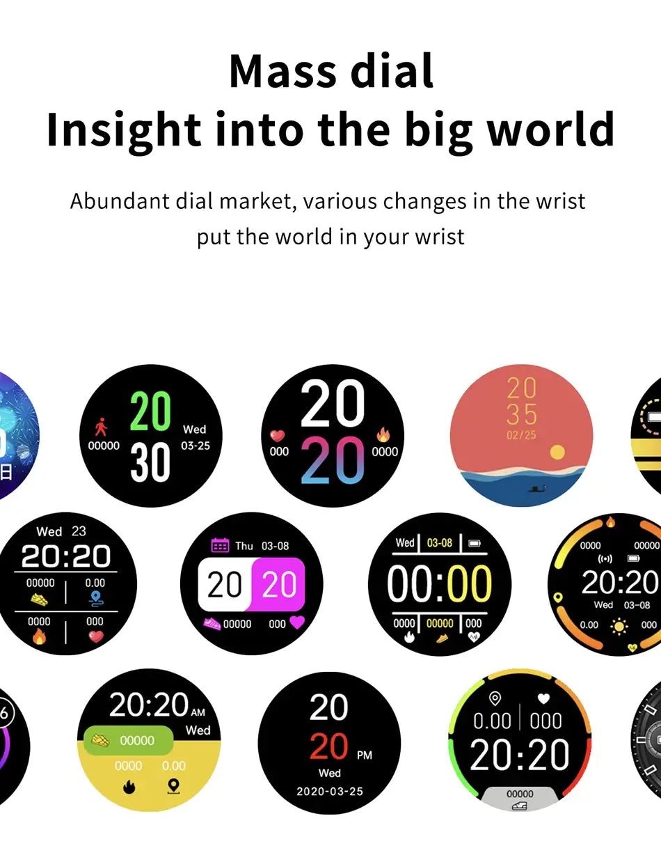 LIGE 2024 Smartwatch face collection with multiple designs displayed on white background