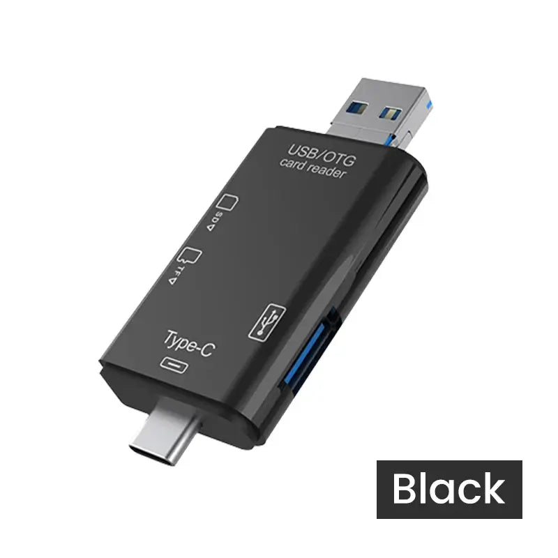 Black USB Type-C card reader on a white background with "Black" label