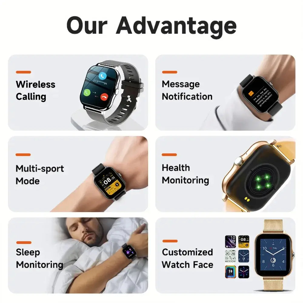 2024 Smart Watch for Men & Women | Full Touch Screen, Sport Fitness, BT Call | Ideal Gift