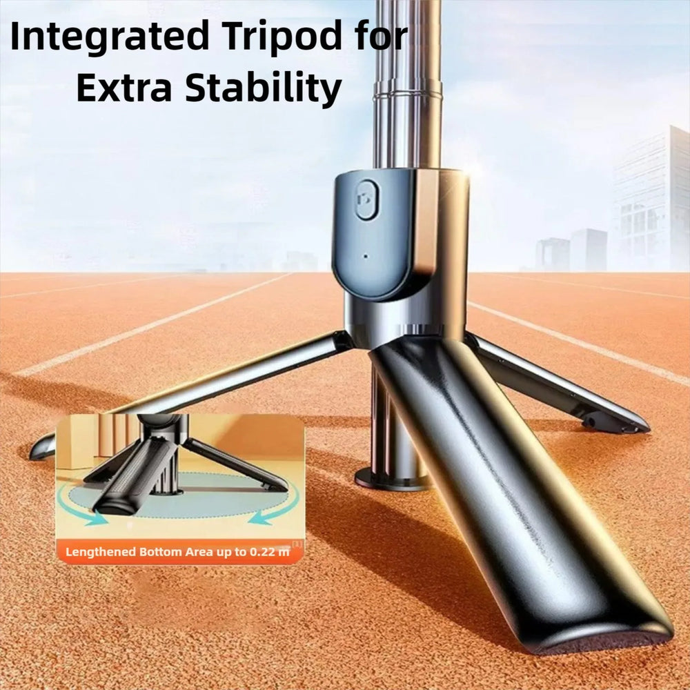 Integrated tripod with stability text on a desert background