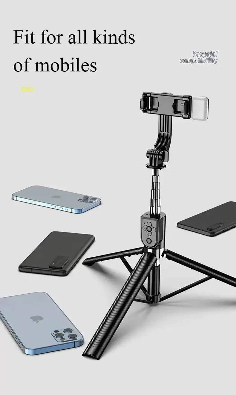 Adjustable phone holder with tripod stand, compatible with a wide range of smartphones for stable shooting and flexibility