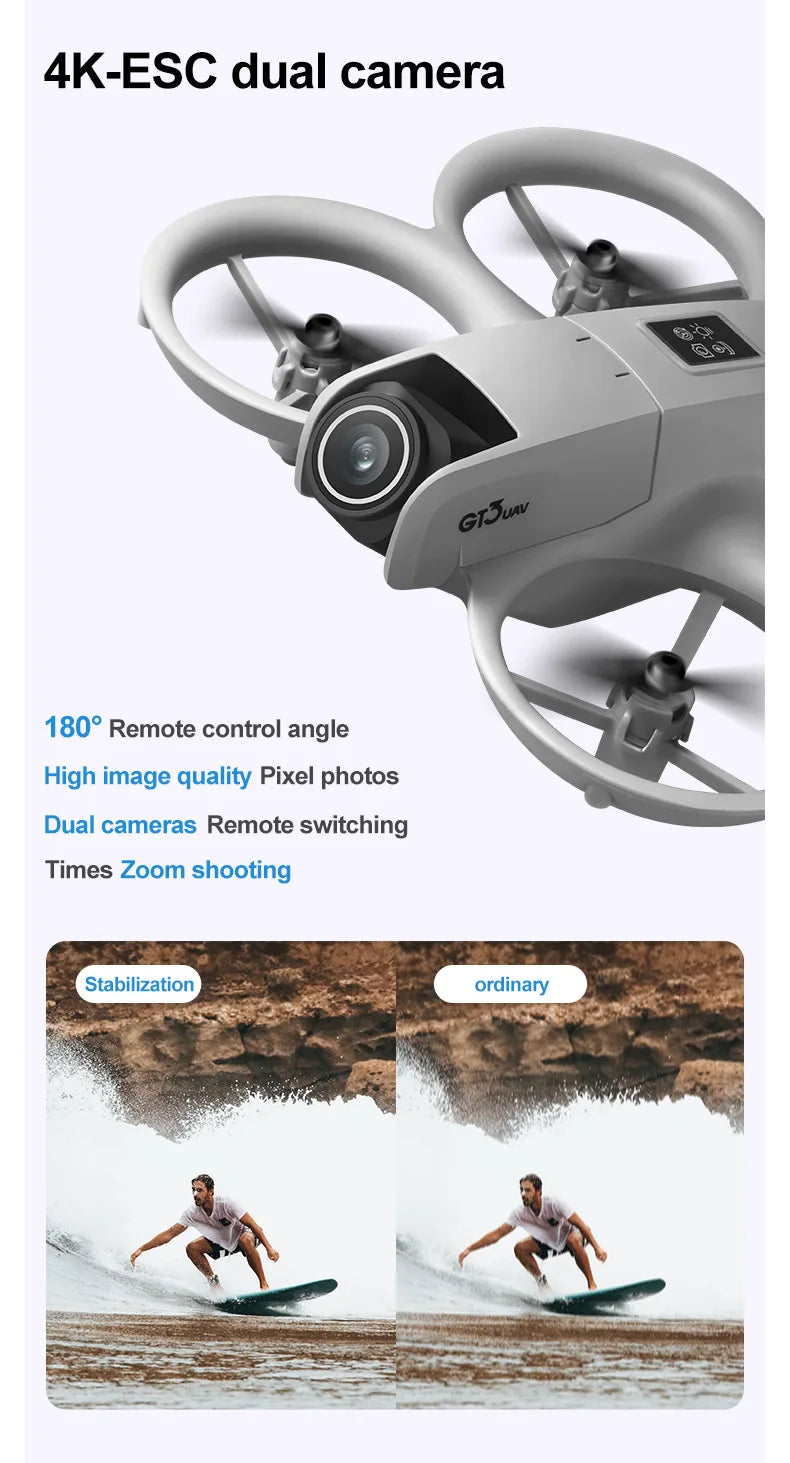 Drone with dual camera system on a white background