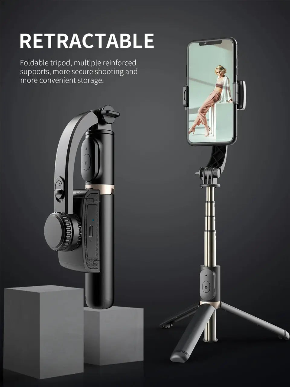Bluetooth Stabilizer Selfie Stick Tripod with Gimbal
