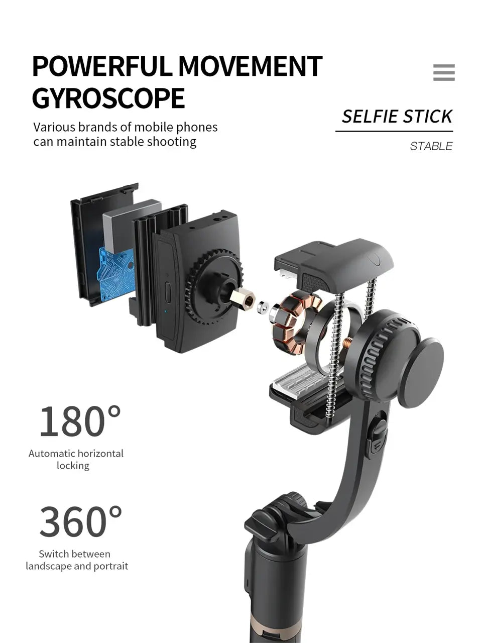 Bluetooth Stabilizer Selfie Stick Tripod with Gimbal