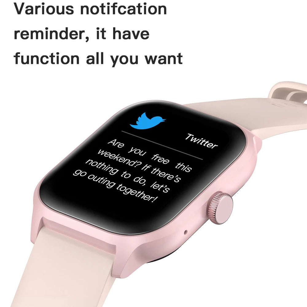 Smartwatch with a Twitter notification on the screen against a white background
