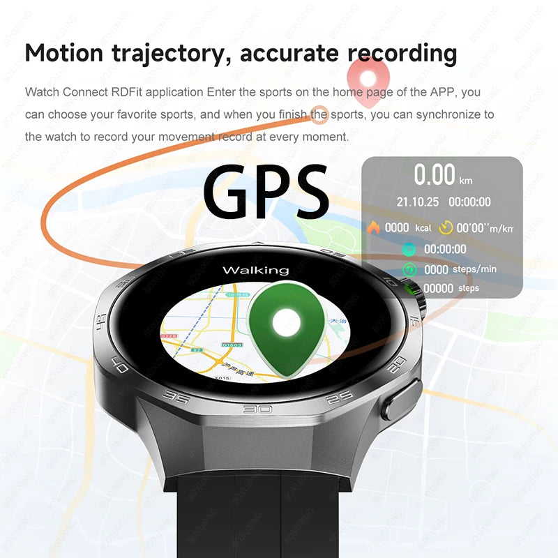 Smartwatch with GPS feature on a white background