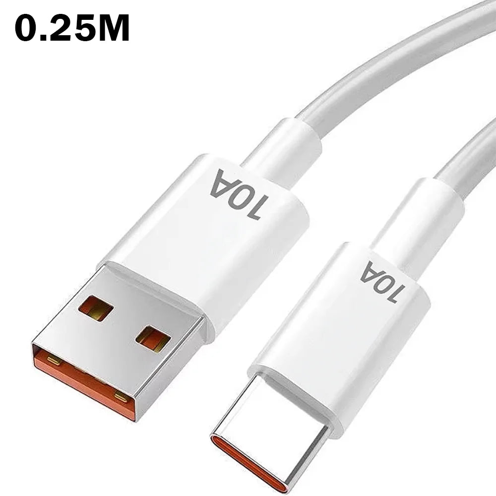White USB cable with Type-C connector on a white background
