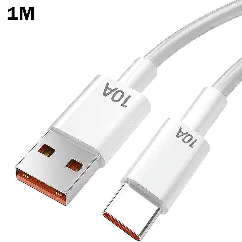 White USB cable with Type-C connector on a white background
