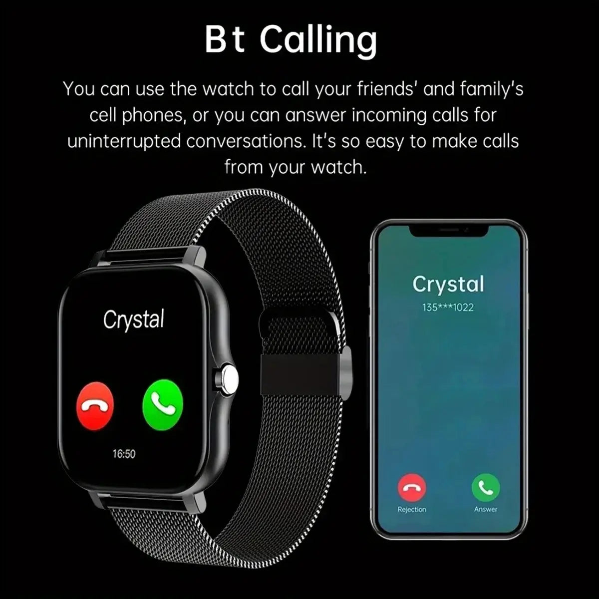 2024 Smart Watch for Men & Women | Full Touch Screen, Sport Fitness, BT Call | Ideal Gift