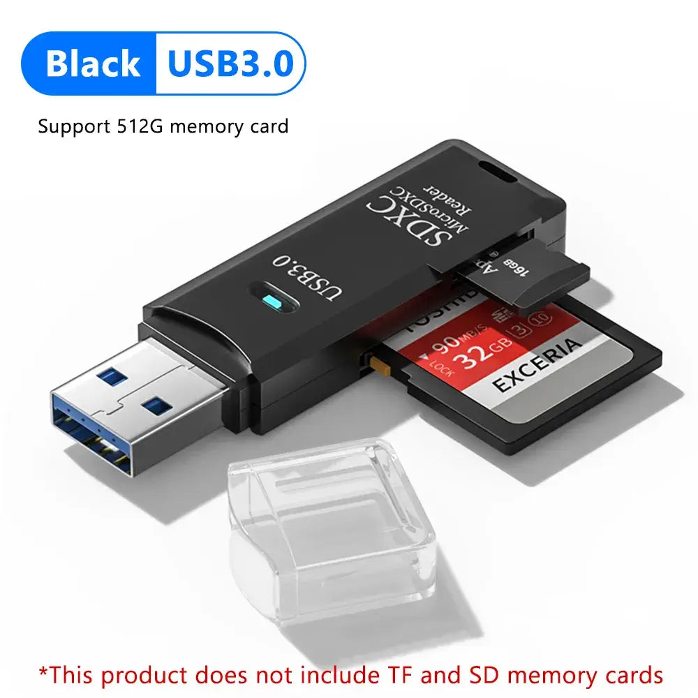 High-Speed 2-in-1 USB 3.0 Memory Card Reader – SD & MicroSD Adapter