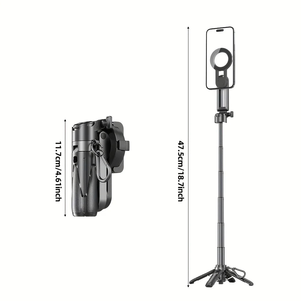 Phone holder with stand and dimensions on a white background