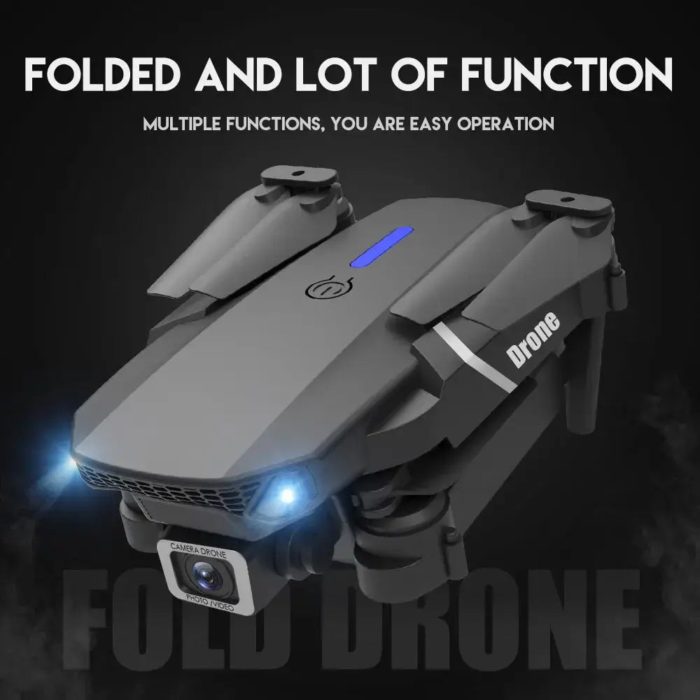 E88 Pro foldable drone with camera on a dark background