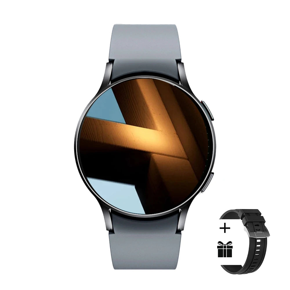 Smartwatch with a gray band on a white background