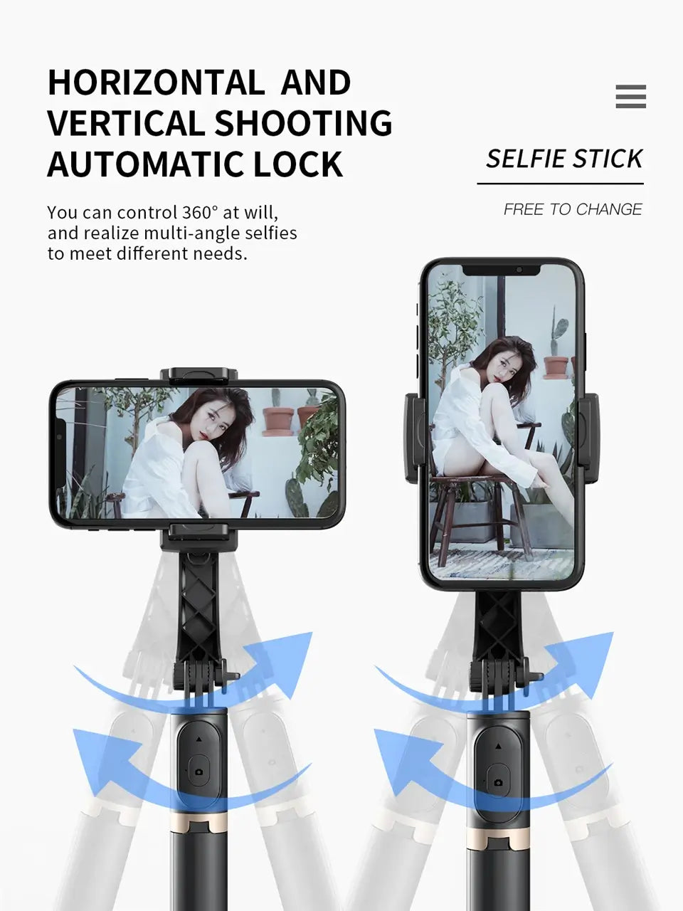 Bluetooth Stabilizer Selfie Stick Tripod with Gimbal